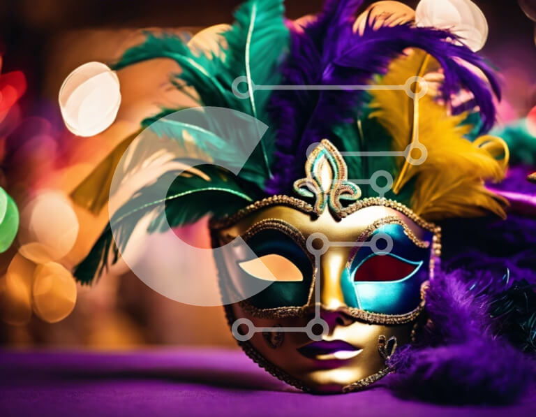 Intra Συλλεκτικό Ξύλινο Παζλ Plywood  4mm - Πολύχρωμη αποκριάτικη μάσκα με φτερά και διακοσμητικά Σε Ξύλινο Κουτί - Διαστάσεις Puzzle: 10x10 cm – 25 κομμάτια