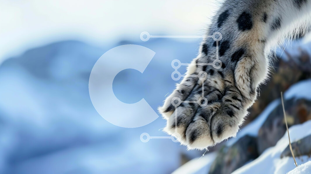 Intra Συλλεκτικό Ξύλινο Παζλ Plywood  4mm - Πόδι λεοπάρδαλης χιονιού στο χιονισμένο έδαφος Σε Ξύλινο Κουτί - Διαστάσεις: 10x10 cm – 25 κομμάτια