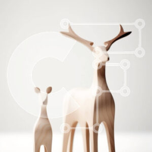 Intra Συλλεκτικό Ξύλινο Παζλ Plywood  4mm - Δύο ξύλινα ειδώλια ελαφιών που στέκονται μαζί Σε Ξύλινο Κουτί - Διαστάσεις Puzzle: 10x10 cm – 25 κομμάτια