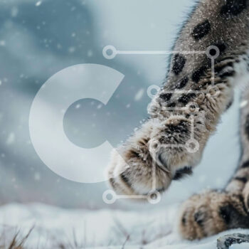 Intra Συλλεκτικό Ξύλινο Παζλ Plywood  4mm - Snow Leopard Paws στο χιόνι Σε Ξύλινο Κουτί - Διαστάσεις: 10x10 cm – 25 κομμάτια - Image 1