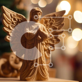 Intra Συλλεκτικό Ξύλινο Παζλ Plywood  4mm - Ξύλινο άγαλμα αγγέλου με φώτα και διακοσμητικά Σε Ξύλινο Κουτί - Διαστάσεις Puzzle: 10x10 cm – 25 κομμάτια - Image 1