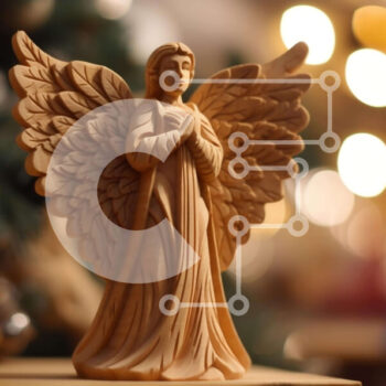 Intra Συλλεκτικό Ξύλινο Παζλ Plywood  4mm - Ξύλινο άγαλμα αγγέλου με φώτα και διακοσμητικά Σε Ξύλινο Κουτί - Διαστάσεις Puzzle: 10x10 cm – 25 κομμάτια - Image 1