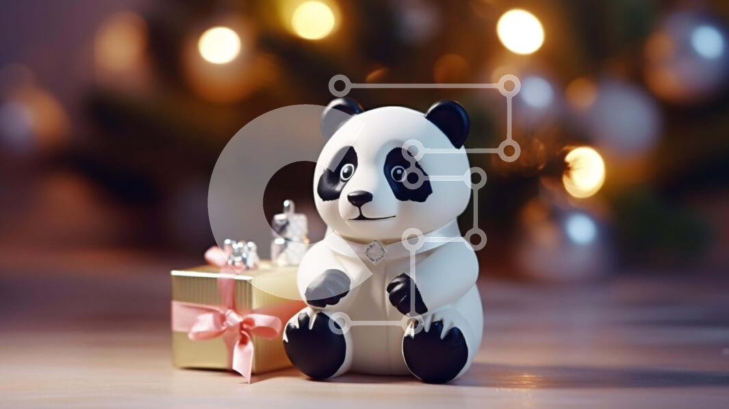 Intra Συλλεκτικό Ξύλινο Παζλ Plywood  4mm - Ειδώλιο αρκούδας Panda με κουτί δώρου και χριστουγεννιάτικα φωτάκια Σε Ξύλινο Κουτί - Διαστάσεις Puzzle: 10x10 cm – 25 κομμάτια