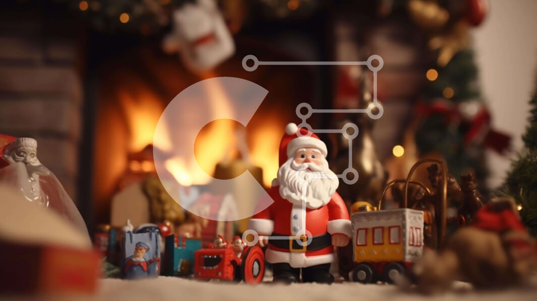 Intra Συλλεκτικό Ξύλινο Παζλ Plywood  4mm - Εορταστική σκηνή διακοπών με τα ειδώλια του Άγιου Βασίλη Σε Ξύλινο Κουτί - Διαστάσεις: 10x10 cm – 25 κομμάτια