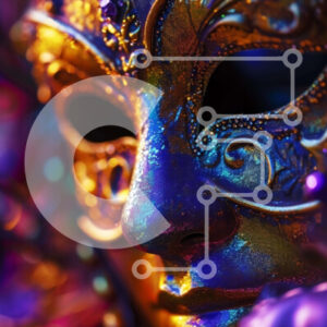 Intra Συλλεκτικό Ξύλινο Παζλ Plywood  4mm - Πολύχρωμη αποκριάτικη μάσκα με πούπουλα για στολή μεταμφιέσεων Σε Ξύλινο Κουτί - Διαστάσεις Puzzle: 10x10 cm – 25 κομμάτια