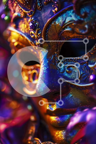 Intra Συλλεκτικό Ξύλινο Παζλ Plywood  4mm - Πολύχρωμη αποκριάτικη μάσκα με πούπουλα για στολή μεταμφιέσεων Σε Ξύλινο Κουτί - Διαστάσεις Puzzle: 10x10 cm – 25 κομμάτια