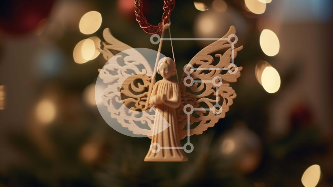 Intra Συλλεκτικό Ξύλινο Παζλ Plywood  4mm - Ξύλινο στολίδι αγγέλου που κρέμεται από το χριστουγεννιάτικο δέντρο Σε Ξύλινο Κουτί - Διαστάσεις: 10x10 cm – 25 κομμάτια