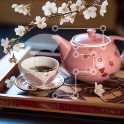 Intra Συλλεκτικό Ξύλινο Παζλ Plywood  4mm - Ροζ τσαγιέρα, φλιτζάνι και δίσκος με λουλούδια Σε Ξύλινο Κουτί - Διαστάσεις: 10x10 cm – 25 κομμάτια - Image 1