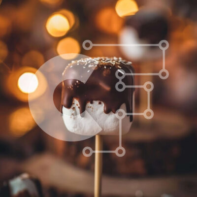 Intra Συλλεκτικό Ξύλινο Παζλ Plywood  4mm - Marshmallows και σοκολάτα με φόντο χριστουγεννιάτικο δέντρο Σε Ξύλινο Κουτί - Διαστάσεις: 10x10 cm – 25 κομμάτια - Image 1