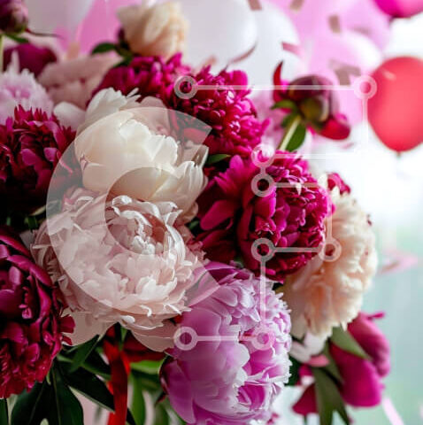 Intra Συλλεκτικό Ξύλινο Παζλ Plywood  4mm - Γιορτινό μπουκέτο λουλουδιών με μπαλόνια Σε Ξύλινο Κουτί - Διαστάσεις: 10x10 cm – 25 κομμάτια - Image 1