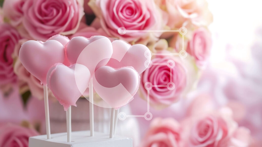 Intra Συλλεκτικό Ξύλινο Παζλ Plywood  4mm - Γιορτή του Αγίου Βαλεντίνου με ροζ τριαντάφυλλα και κέικ ποπ σε σχήμα καρδιάς Σε Ξύλινο Κουτί - Διαστάσεις: 10x10 cm – 25 κομμάτια