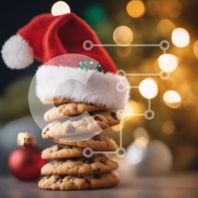 Intra Συλλεκτικό Ξύλινο Παζλ Plywood  4mm - Στοίβα μπισκότα με καπέλο Άγιου Βασίλη και Χριστουγεννιάτικα στολίδια Σε Ξύλινο Κουτί - Διαστάσεις: 10x10 cm – 25 κομμάτια - Image 1