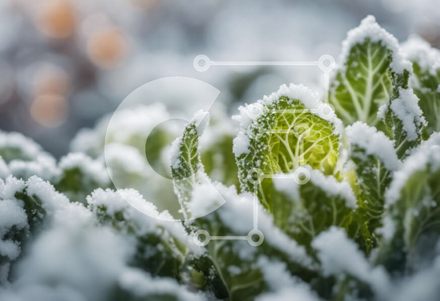 Intra Συλλεκτικό Ξύλινο Παζλ Plywood  4mm - Κοντινό πλάνο του χιονισμένου φαρμακευτικού φυτού Σε Ξύλινο Κουτί - Διαστάσεις: 10x10 cm – 25 κομμάτια