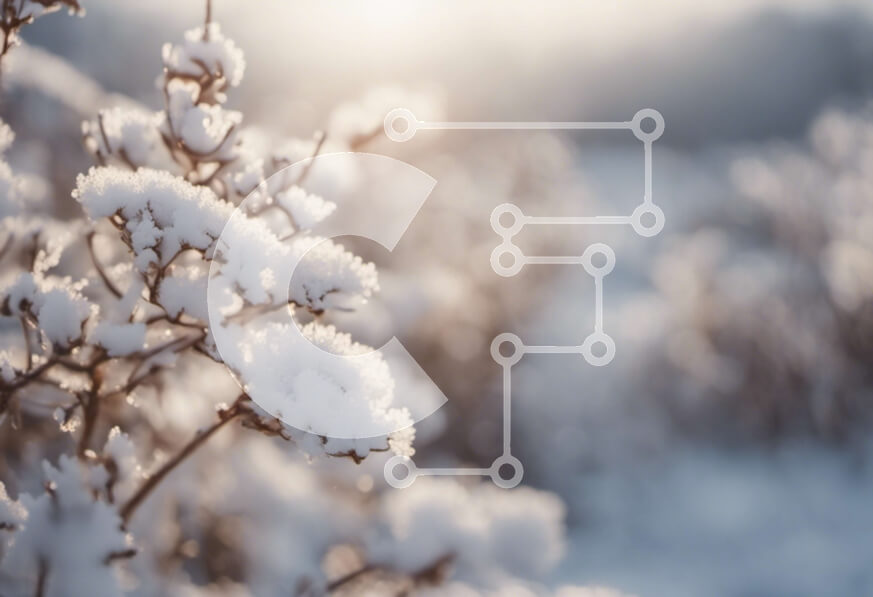 Intra Συλλεκτικό Ξύλινο Παζλ Plywood  4mm - Χειμερινό τοπίο - Χιονισμένος θάμνος στο φως του ήλιου Σε Ξύλινο Κουτί - Διαστάσεις: 10x10 cm – 25 κομμάτια