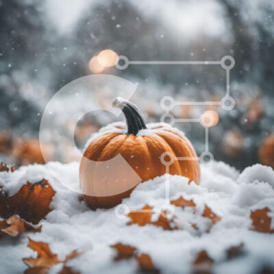 Intra Συλλεκτικό Ξύλινο Παζλ Plywood  4mm - Φθινοπωρινή διακόσμηση κολοκύθας σε χιονισμένο τοπίο Σε Ξύλινο Κουτί - Διαστάσεις Puzzle: 10x10 cm – 25 κομμάτια - Image 1