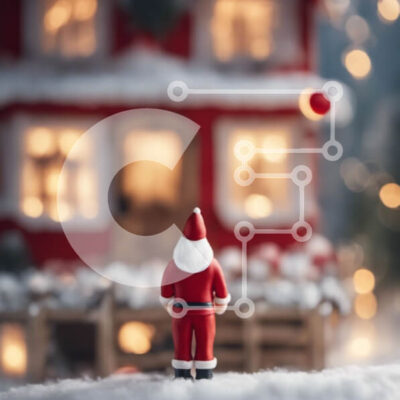 Intra Συλλεκτικό Ξύλινο Παζλ Plywood  4mm - Ειδώλιο Άγιου Βασίλη στο χιονισμένο τοπίο Σε Ξύλινο Κουτί - Διαστάσεις: 10x10 cm – 25 κομμάτια - Image 1