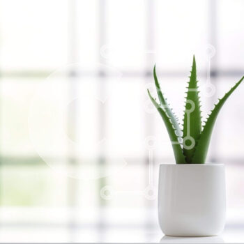 Intra Συλλεκτικό Ξύλινο Παζλ Plywood  4mm - Φυτό Aloe Vera σε λευκό βάζο στο τραπέζι Σε Ξύλινο Κουτί - Διαστάσεις: 10x10 cm – 25 κομμάτια - Image 1