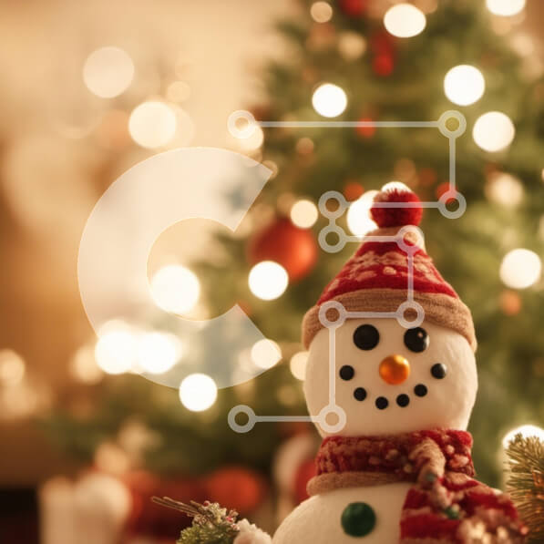 Intra Συλλεκτικό Ξύλινο Παζλ Plywood  4mm - Εορταστικός χιονάνθρωπος μπροστά από το στολισμένο χριστουγεννιάτικο δέντρο Σε Ξύλινο Κουτί - Διαστάσεις: 10x10 cm – 25 κομμάτια