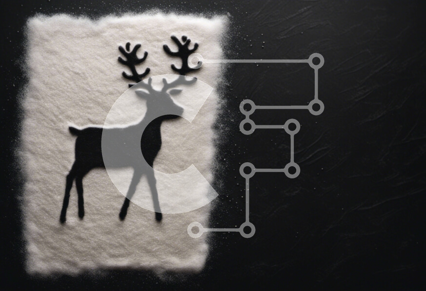 Intra Συλλεκτικό Ξύλινο Παζλ Plywood  4mm - Εορταστική σιλουέτα ταράνδων σε ζάχαρη άχνη Σε Ξύλινο Κουτί - Διαστάσεις: 10x10 cm – 25 κομμάτια