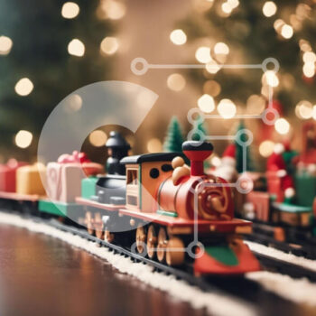 Intra Συλλεκτικό Ξύλινο Παζλ Plywood  4mm - Γιορτινό παιχνίδι τρένο με χριστουγεννιάτικα δέντρα Σε Ξύλινο Κουτί - Διαστάσεις Puzzle: 10x10 cm – 25 κομμάτια - Image 1