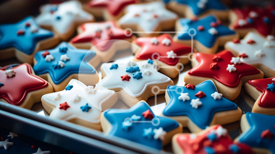 Intra Συλλεκτικό Ξύλινο Παζλ Plywood  4mm - Πατριωτικά μπισκότα σε σχήμα αστεριού για τον εορτασμό της 4ης Ιουλίου Σε Ξύλινο Κουτί - Διαστάσεις: 10x10 cm – 25 κομμάτια