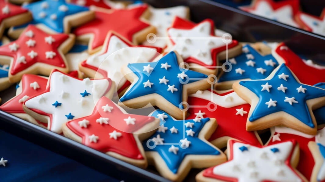 Intra Συλλεκτικό Ξύλινο Παζλ Plywood  4mm - Πατριωτικά μπισκότα σε σχήμα αστεριού για τον εορτασμό της 4ης Ιουλίου Σε Ξύλινο Κουτί - Διαστάσεις: 10x10 cm – 25 κομμάτια