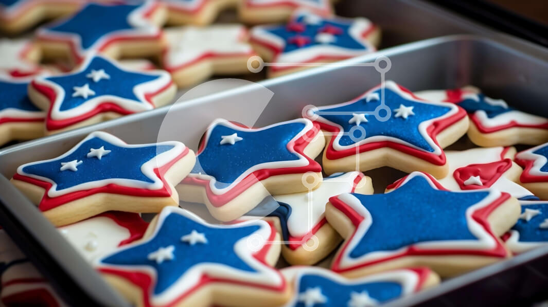 Intra Συλλεκτικό Ξύλινο Παζλ Plywood  4mm - Πατριωτικά μπισκότα σε σχήμα αστεριού για τον εορτασμό της 4ης Ιουλίου Σε Ξύλινο Κουτί - Διαστάσεις: 10x10 cm – 25 κομμάτια