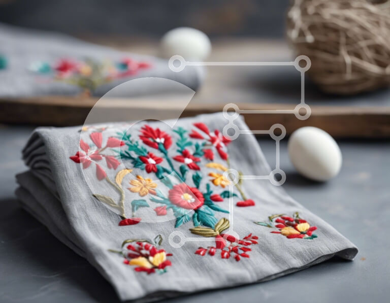 Intra Συλλεκτικό Ξύλινο Παζλ Plywood  4mm - Πασχαλινό brunch με λουλουδένιες πετσέτες χεριών και αυγά Σε Ξύλινο Κουτί - Διαστάσεις: 10x10 cm – 25 κομμάτια