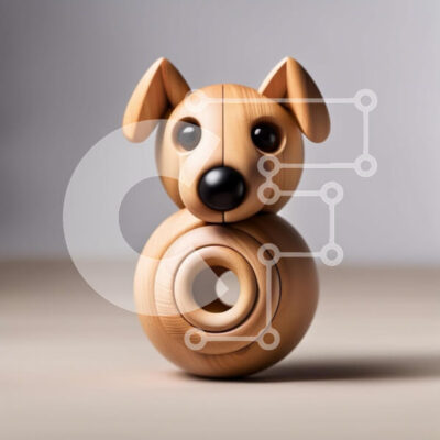 Intra Συλλεκτικό Ξύλινο Παζλ Plywood 4mm - Αξιολάτρευτο ξύλινο σκυλί που κάθεται σε ένα τραπέζι Σε Ξύλινο Κουτί - Διαστάσεις: 10x10 cm – 25 κομμάτια - Image 1