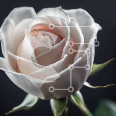 Intra Συλλεκτικό Ξύλινο Παζλ Plywood 4mm - Εκπληκτική εικόνα ενός λευκού τριαντάφυλλου με μακρύ μίσχο και πέταλα Σε Ξύλινο Κουτί - Διαστάσεις: 10x10 cm – 25 κομμάτια - Image 1