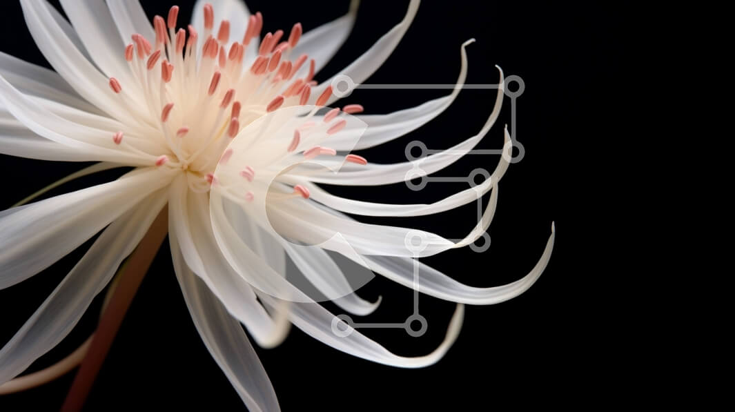 Intra Συλλεκτικό Ξύλινο Παζλ Plywood  4mm - Μονό λευκό λουλούδι με ροζ πέταλα σε μαύρο φόντο Σε Ξύλινο Κουτί - Διαστάσεις: 10x10 cm – 25 κομμάτια