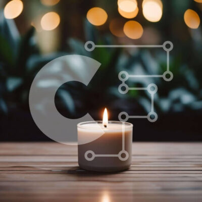 Intra Συλλεκτικό Ξύλινο Παζλ Plywood  4mm - Αναμμένο κερί σε ξύλινο τραπέζι εξωτερικού χώρου που περιβάλλεται από φυτά Σε Ξύλινο Κουτί - Διαστάσεις: 10x10 cm – 25 κομμάτια - Image 1