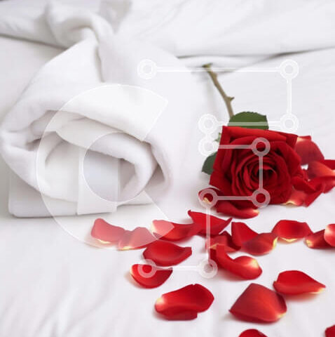 Intra Συλλεκτικό Ξύλινο Παζλ Plywood 4mm - Ρομαντικό λευκό κρεβάτι με ροδοπέταλα Σε Ξύλινο Κουτί - Διαστάσεις Puzzle: 10x10 cm – 25 κομμάτια - Image 1