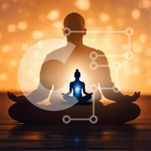 Intra Συλλεκτικό Ξύλινο Παζλ Plywood  4mm - Άνθρωπος που διαλογίζεται σε θέση Lotus Σε Ξύλινο Κουτί - Διαστάσεις Puzzle: 10x10 cm – 25 κομμάτια