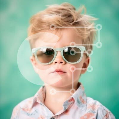 Intra Συλλεκτικό Ξύλινο Παζλ Plywood 4mm - Κομψό νεαρό αγόρι με λουλουδάτο πουκάμισο και γυαλιά ηλίου Σε Ξύλινο Κουτί - Διαστάσεις Puzzle: 10x10 cm – 25 κομμάτια - Image 1