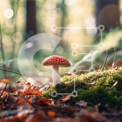 Intra Συλλεκτικό Ξύλινο Παζλ Plywood  4mm - Όμορφη εικόνα ενός μανιταριού σε ένα ξέφωτο δάσους Σε Ξύλινο Κουτί - Διαστάσεις: 10x10 cm – 25 κομμάτια - Image 1