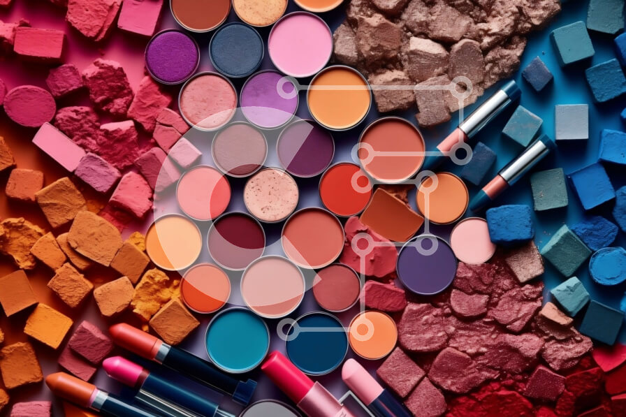 Intra Συλλεκτικό Ξύλινο Παζλ Plywood  4mm - Ζωντανή συλλογή προϊόντων μακιγιάζ: Σκιές ματιών, ρουζ, κραγιόν Σε Ξύλινο Κουτί - Διαστάσεις Puzzle: 10x10 cm – 25 κομμάτια