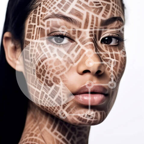 Intra Συλλεκτικό Ξύλινο Παζλ Plywood  4mm - Κομψή γυναίκα με μοναδικές γραμμές στο πρόσωπο και τα μπράτσα της Σε Ξύλινο Κουτί - Διαστάσεις Puzzle: 10x10 cm – 25 κομμάτια - Image 1