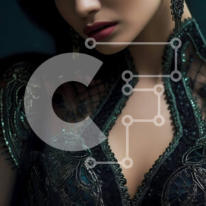 Intra Συλλεκτικό Ξύλινο Παζλ Plywood  4mm - Γυναίκα με μαύρο δαντελένιο φόρεμα και ψηλοτάκουνα - Φωτογραφία μόδας Σε Ξύλινο Κουτί - Διαστάσεις Puzzle: 10x10 cm – 25 κομμάτια