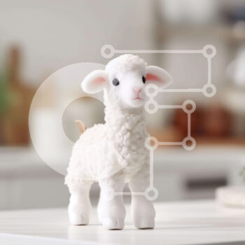 Intra Συλλεκτικό Ξύλινο Παζλ Plywood  4mm - Μικρό λευκό παιχνίδι αρνί σε πάγκο κουζίνας με φυτά σε γλάστρες Σε Ξύλινο Κουτί - Διαστάσεις Puzzle: 10x10 cm – 25 κομμάτια - Image 1