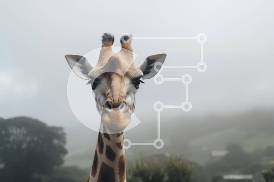 Intra Συλλεκτικό Ξύλινο Παζλ Plywood  4mm - Περίεργη καμηλοπάρδαλη σε ένα χορταριασμένο χωράφι Σε Ξύλινο Κουτί - Διαστάσεις: 10x10 cm – 25 κομμάτια