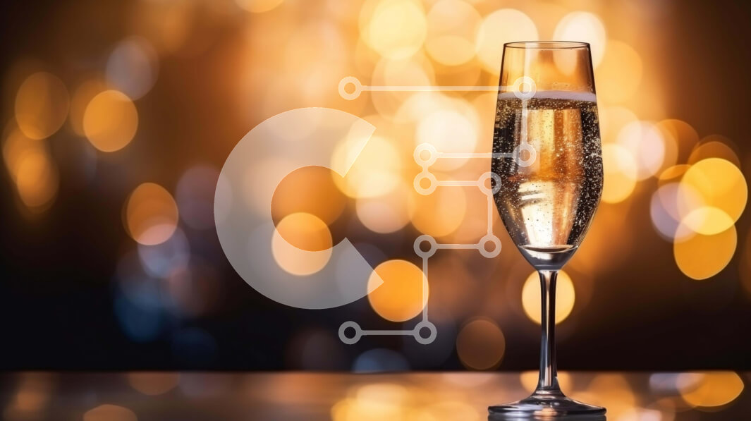 Intra Συλλεκτικό Ξύλινο Παζλ Plywood  4mm - Ποτήρι σαμπάνια που γιορτάζει την παραμονή της Πρωτοχρονιάς Σε Ξύλινο Κουτί - Διαστάσεις: 10x10 cm – 25 κομμάτια