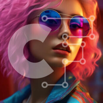 Intra Συλλεκτικό Ξύλινο Παζλ Plywood  4mm - Πολύχρωμο πορτρέτο μιας γυναίκας με ροζ μαλλιά Σε Ξύλινο Κουτί - Διαστάσεις Puzzle: 10x10 cm – 25 κομμάτια - Image 1