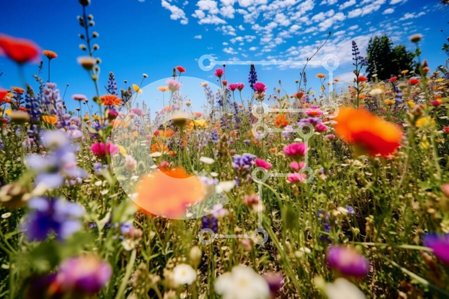 Intra Συλλεκτικό Ξύλινο Παζλ Plywood  4mm - Όμορφη εικόνα με αγριολούλουδα σε ένα χωράφι μια ηλιόλουστη μέρα Σε Ξύλινο Κουτί - Διαστάσεις: 10x10 cm – 25 κομμάτια