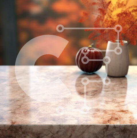 Intra Συλλεκτικό Ξύλινο Παζλ Plywood  4mm - Φθινοπωρινά φύλλα σε μαρμάρινο πάγκο Σε Ξύλινο Κουτί - Διαστάσεις: 10x10 cm – 25 κομμάτια - Image 1