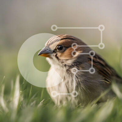 Intra Συλλεκτικό Ξύλινο Παζλ Plywood  4mm - Μικρό πουλί σκαρφαλωμένο στο πράσινο γρασίδι Σε Ξύλινο Κουτί - Διαστάσεις: 10x10 cm – 25 κομμάτια - Image 1