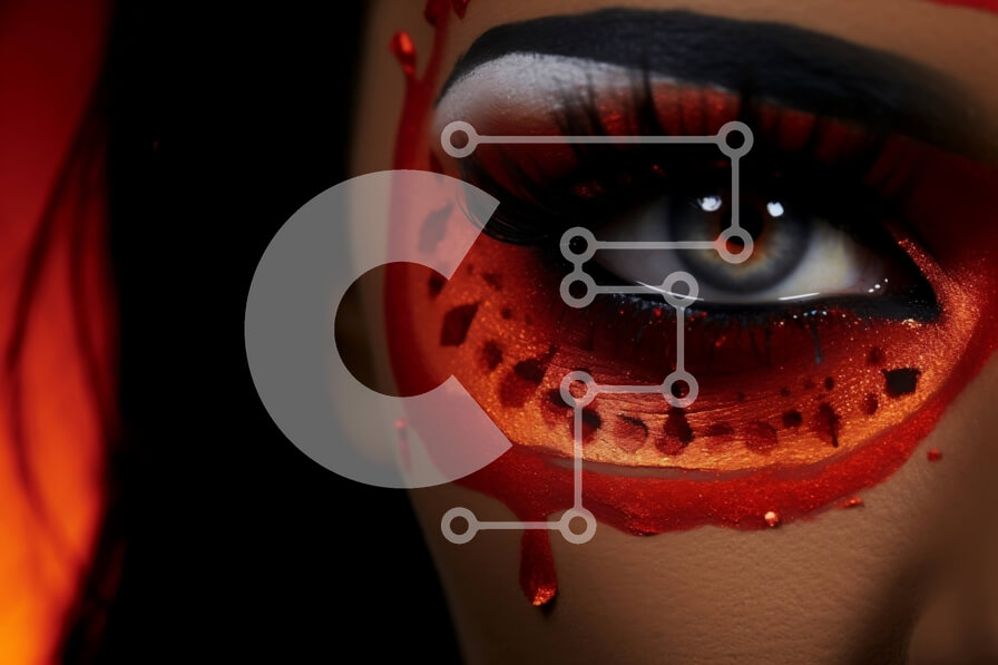 Intra Συλλεκτικό Ξύλινο Παζλ Plywood  4mm - Ζωντανό makeup look με κόκκινες και πορτοκαλί αποχρώσεις Σε Ξύλινο Κουτί - Διαστάσεις Puzzle: 10x10 cm – 25 κομμάτια