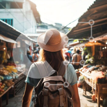 Intra Συλλεκτικό Ξύλινο Παζλ Plywood  4mm - Γυναίκα στην υπαίθρια αγορά με τα φρούτα και τα λαχανικά Σε Ξύλινο Κουτί - Διαστάσεις Puzzle: 10x10 cm – 25 κομμάτια - Image 1