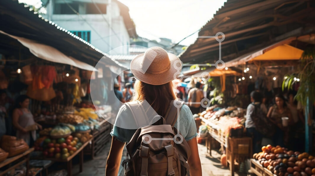 Intra Συλλεκτικό Ξύλινο Παζλ Plywood  4mm - Γυναίκα στην υπαίθρια αγορά με τα φρούτα και τα λαχανικά Σε Ξύλινο Κουτί - Διαστάσεις Puzzle: 10x10 cm – 25 κομμάτια