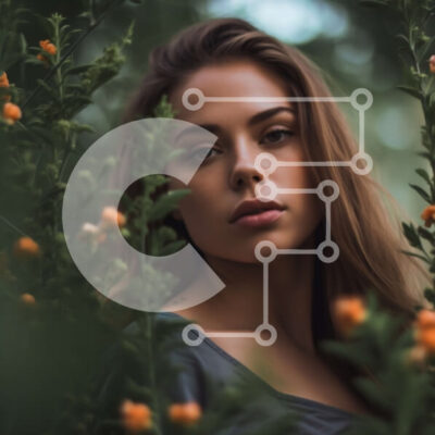 Intra Συλλεκτικό Ξύλινο Παζλ Plywood  4mm - Σοβαρή νεαρή γυναίκα που στέκεται σε μια δασώδη περιοχή που περιβάλλεται από αγριολούλουδα Σε Ξύλινο Κουτί - Διαστάσεις Puzzle: 10x10 cm – 25 κομμάτια - Image 1